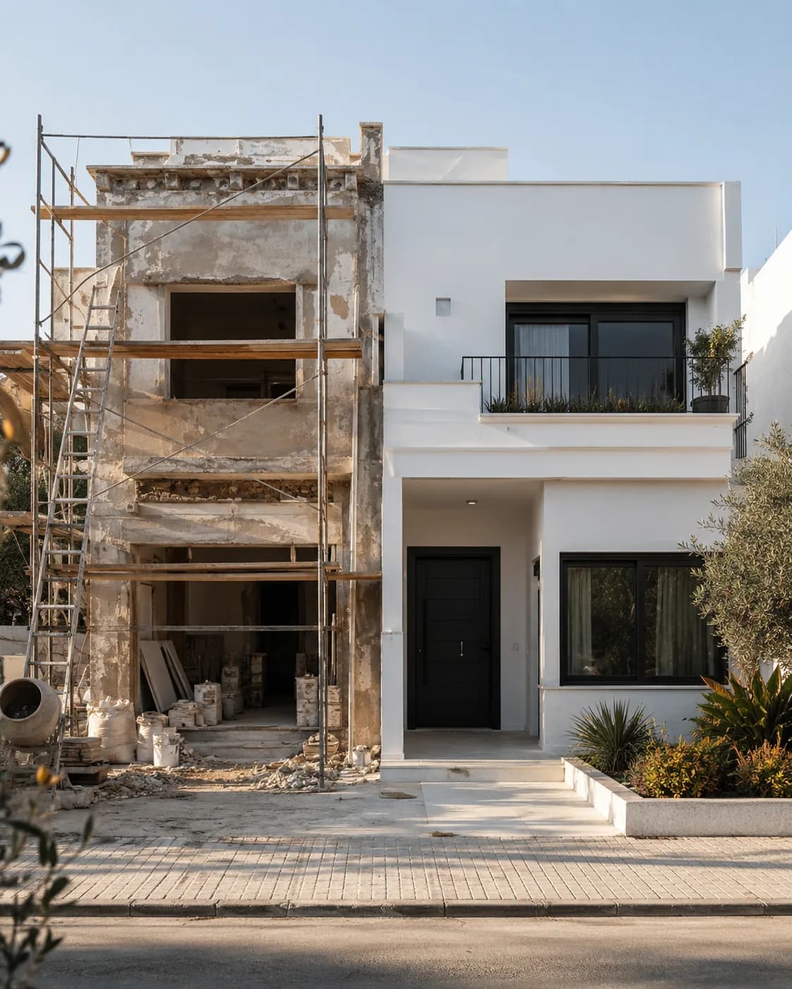 Rénovation et extension : chantier propre et finitions soignées.
