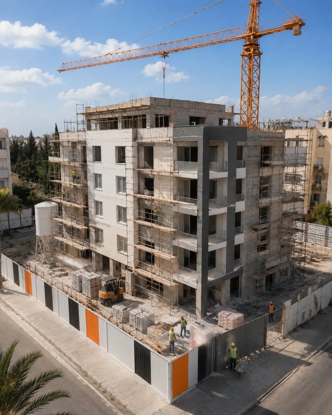 Travaux d'enveloppe et de façade d'un immeuble résidentiel.