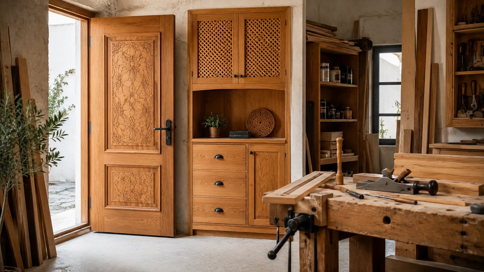 Menuiserie bois sur mesure réalisée par EBM : portes et agencements.