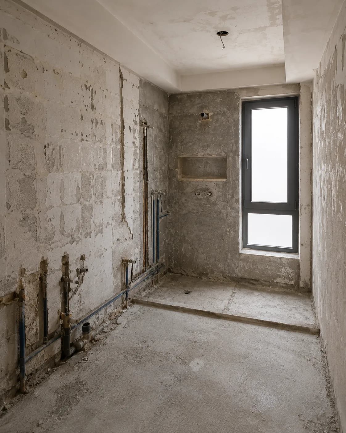 Dépose d'une ancienne salle de bain avant rénovation.